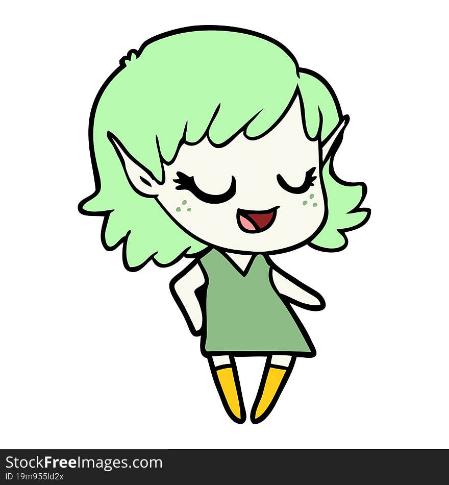 happy cartoon elf girl. happy cartoon elf girl