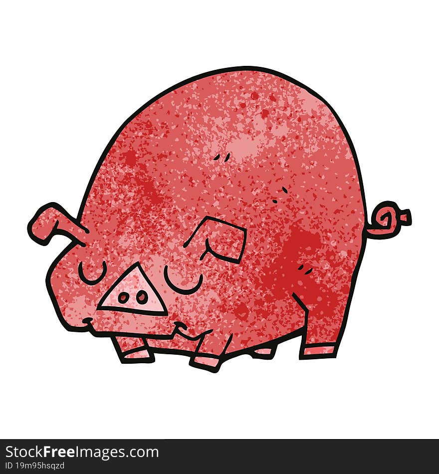 cartoon doodle fat pig