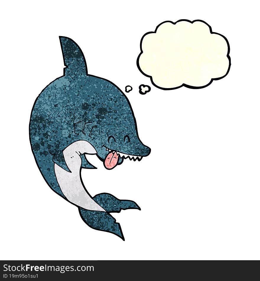 funny cartoon shark with thought bubble