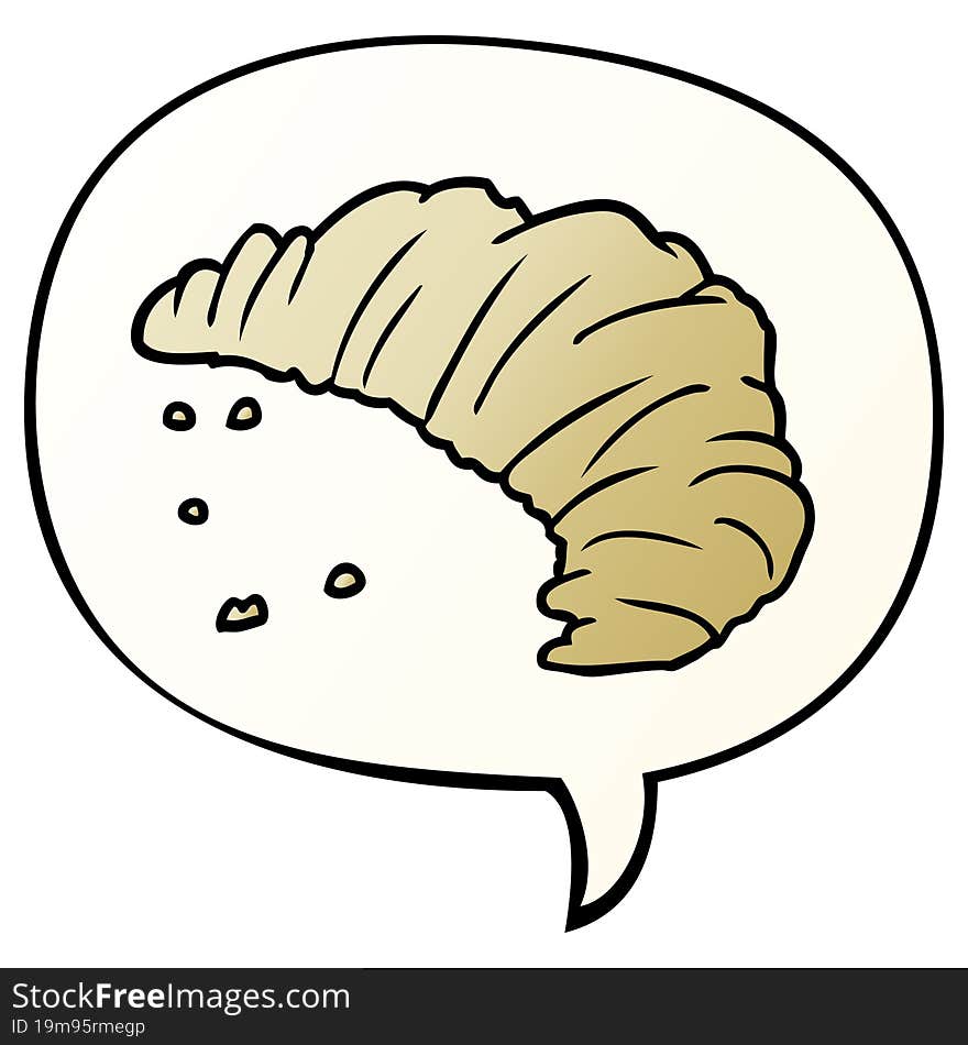 Cartoon Croissant And Speech Bubble In Smooth Gradient Style