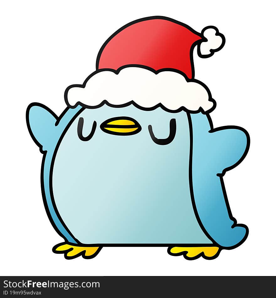 christmas gradient cartoon of kawaii penguin