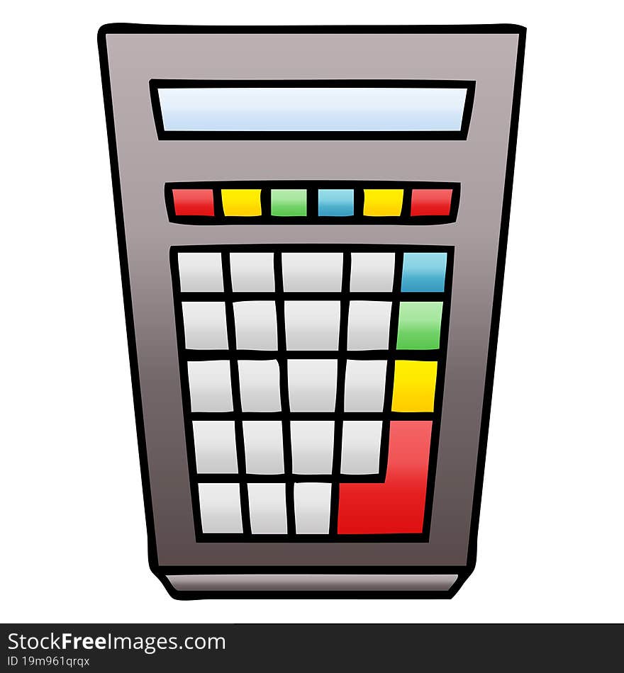 gradient shaded quirky cartoon calculator. gradient shaded quirky cartoon calculator