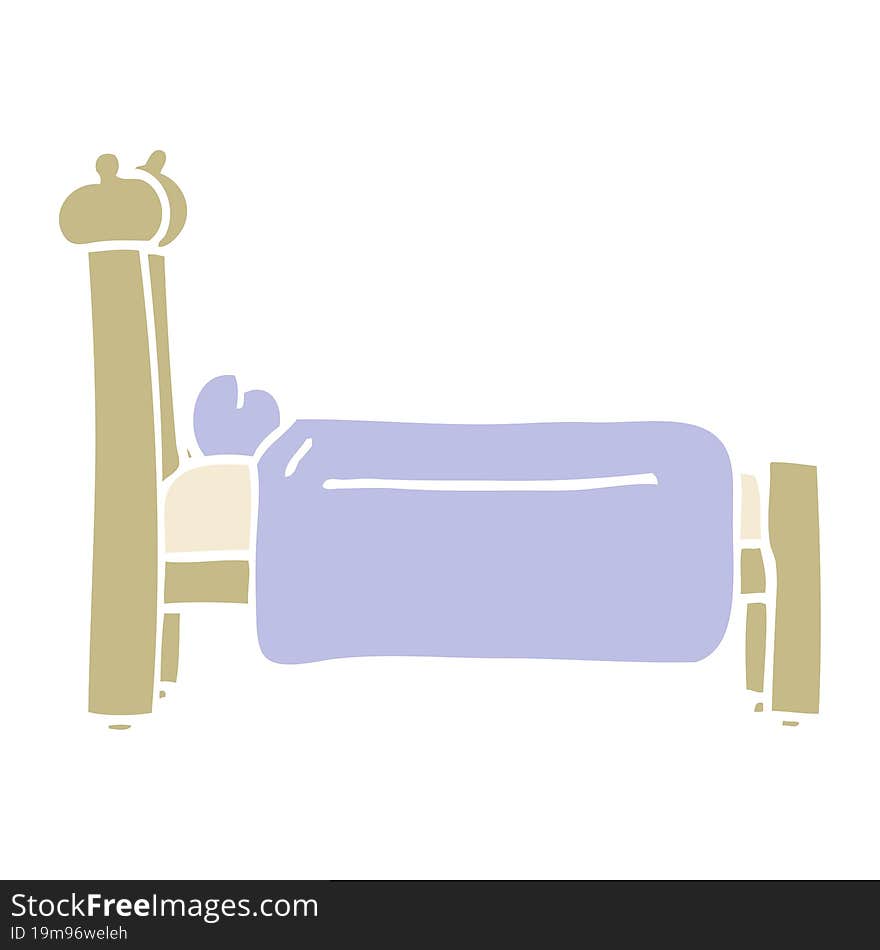 flat color illustration cartoon bed