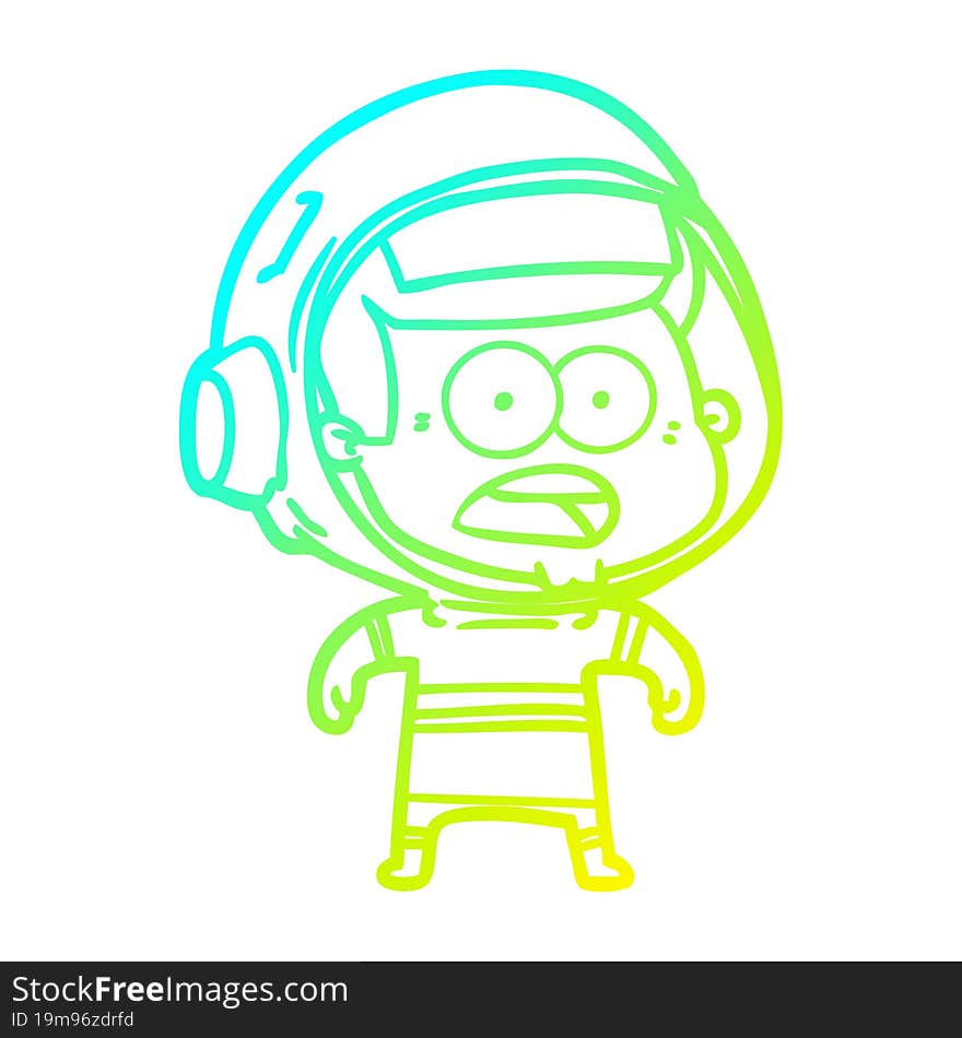 cold gradient line drawing cartoon surprised astronaut