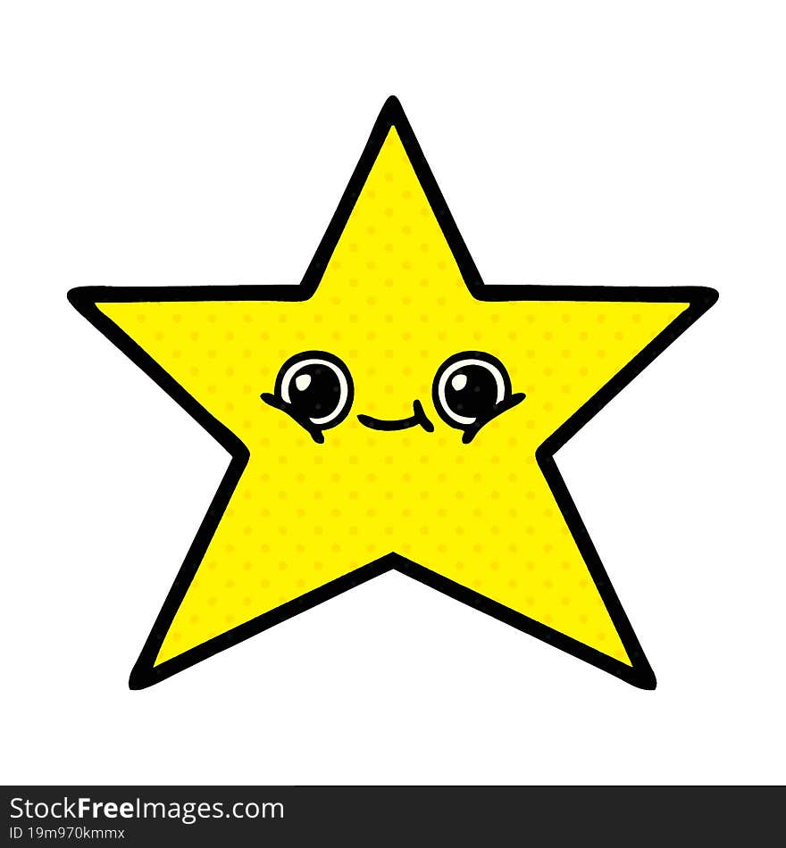 comic book style cartoon gold star