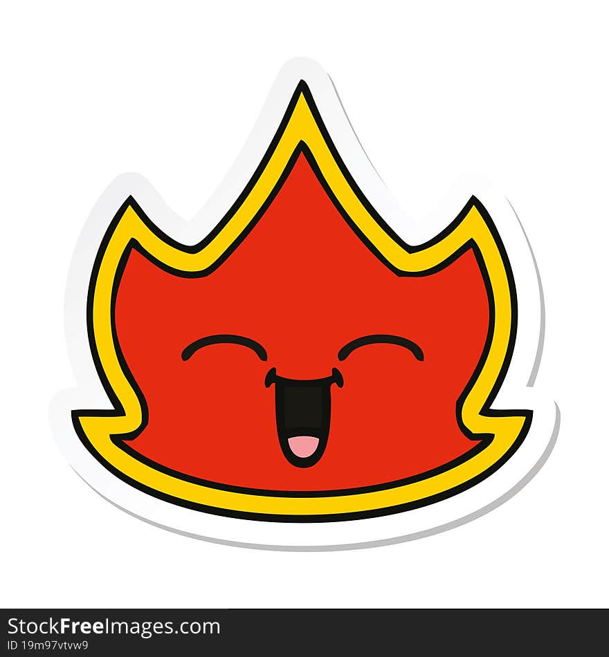 sticker of a cute cartoon fire