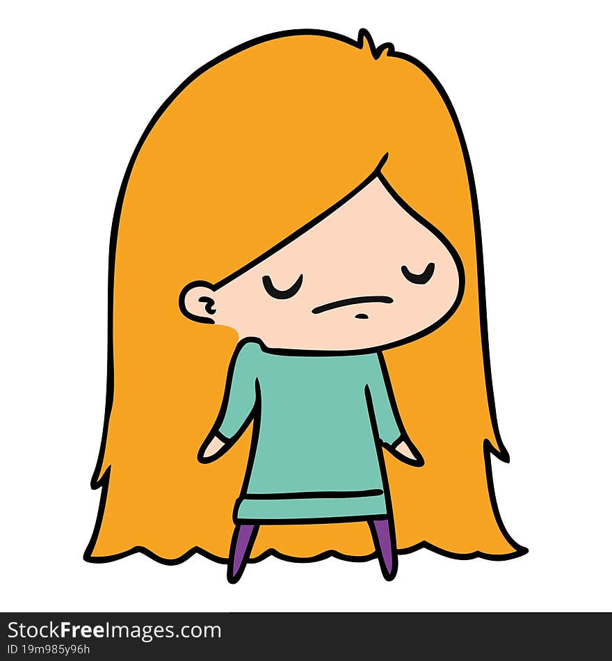 cartoon illustration of a cute kawaii girl. cartoon illustration of a cute kawaii girl