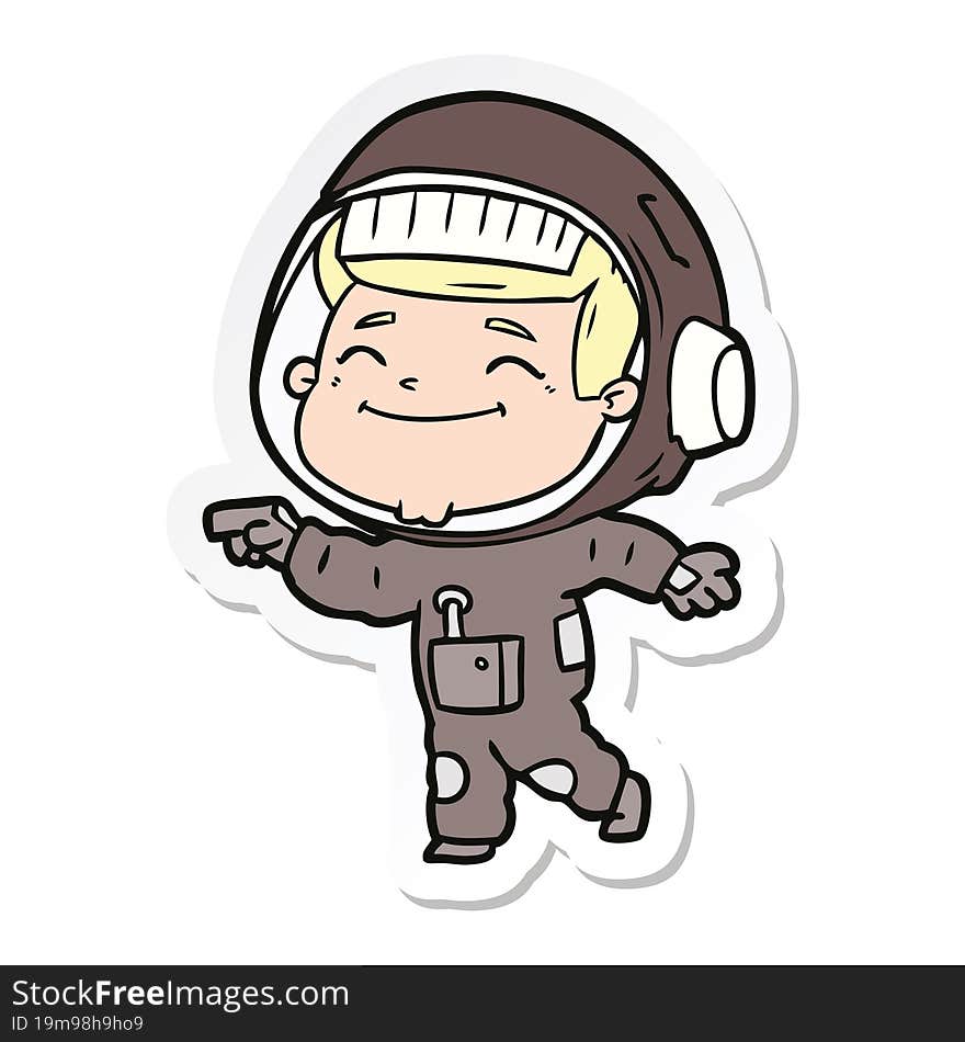 sticker of a happy cartoon astronaut