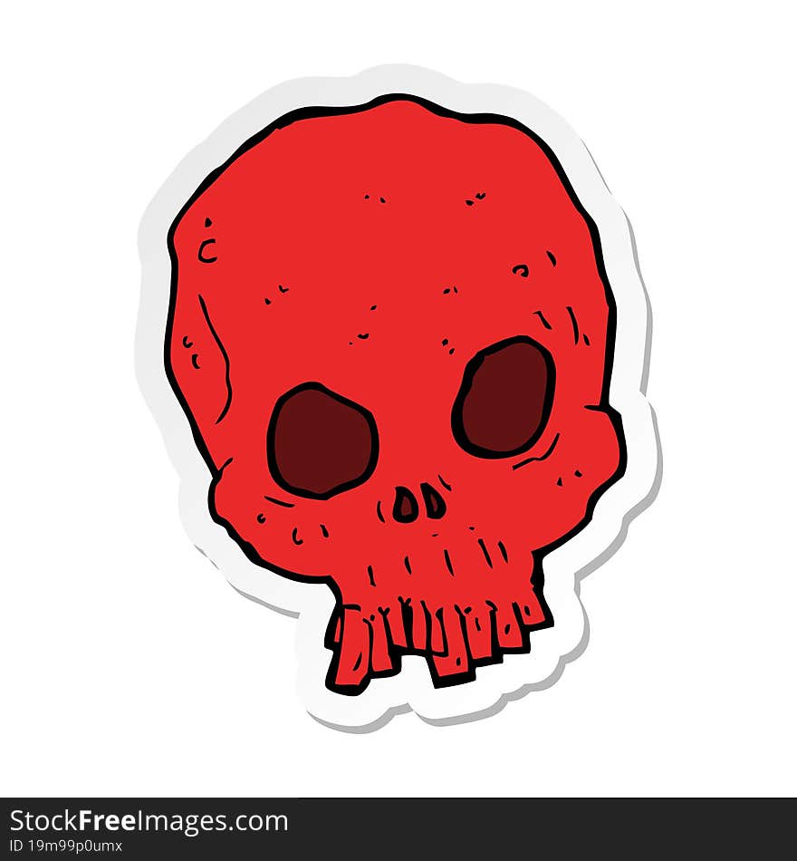 Sticker Of A Cartoon Spooky Skull