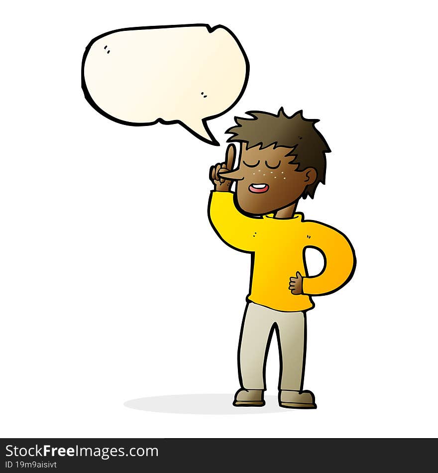 cartoon man with idea with speech bubble