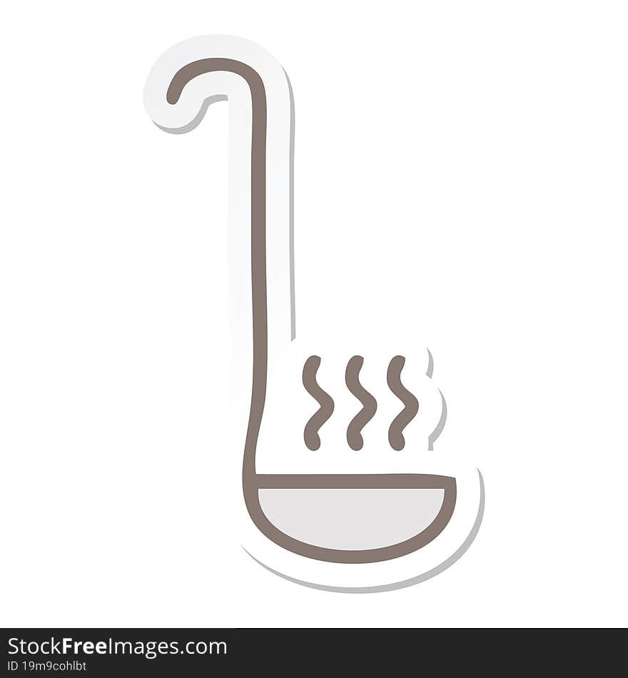 sticker of a cute cartoon kitchen ladle