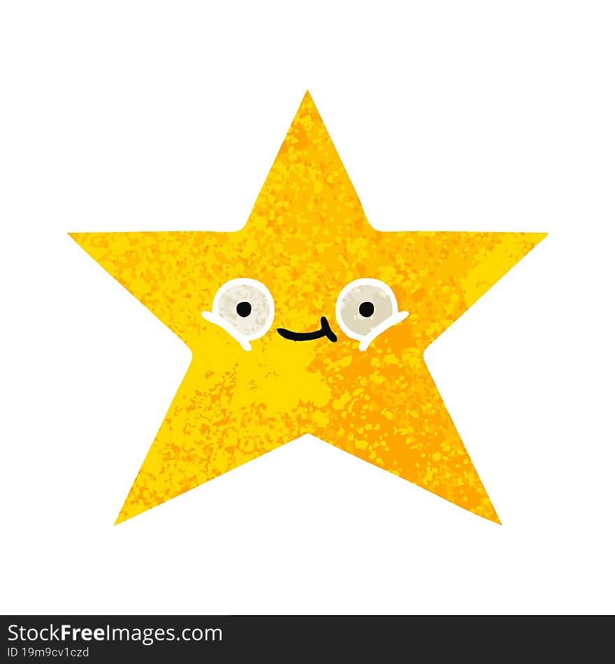 retro illustration style cartoon gold star