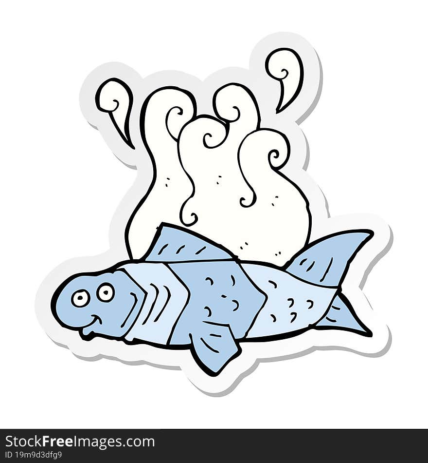 sticker of a cartoon funny fish