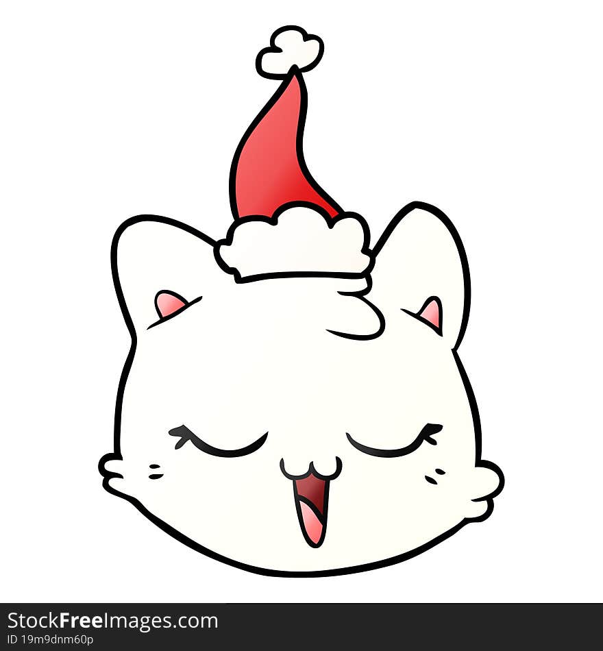 gradient cartoon of a cat face wearing santa hat