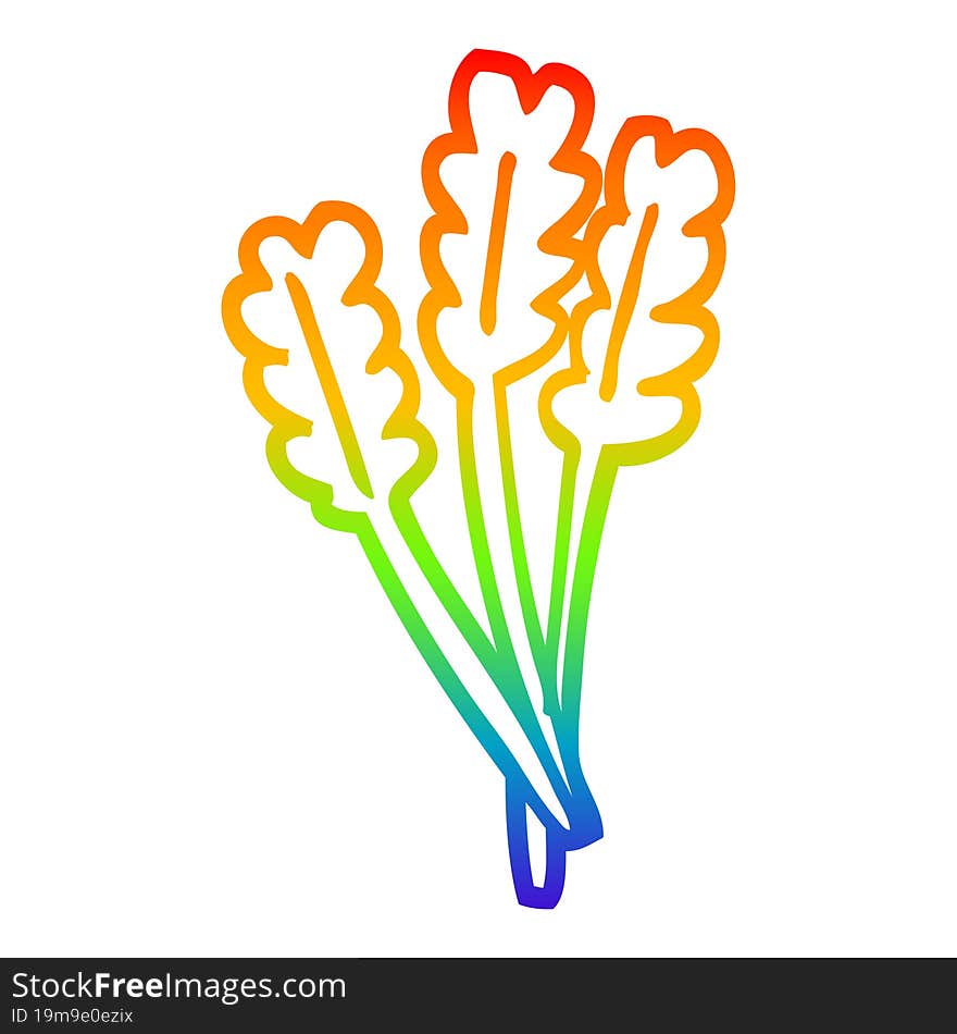 rainbow gradient line drawing cartoon dried wheat