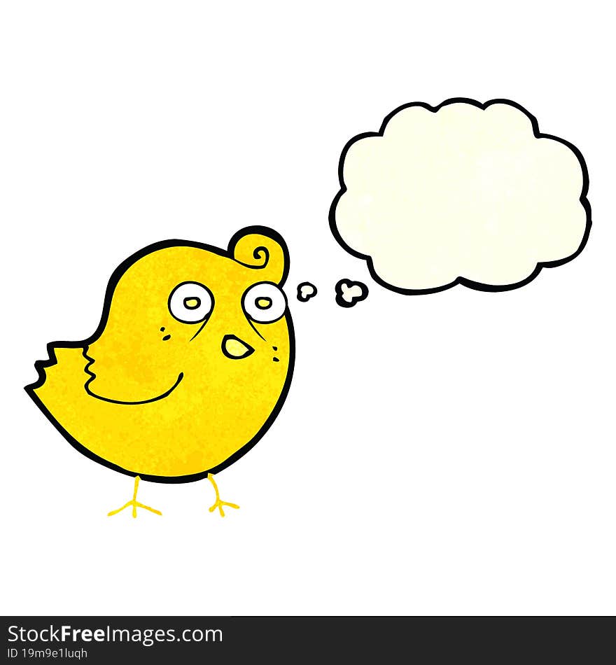 Funny Cartoon Bird With Thought Bubble