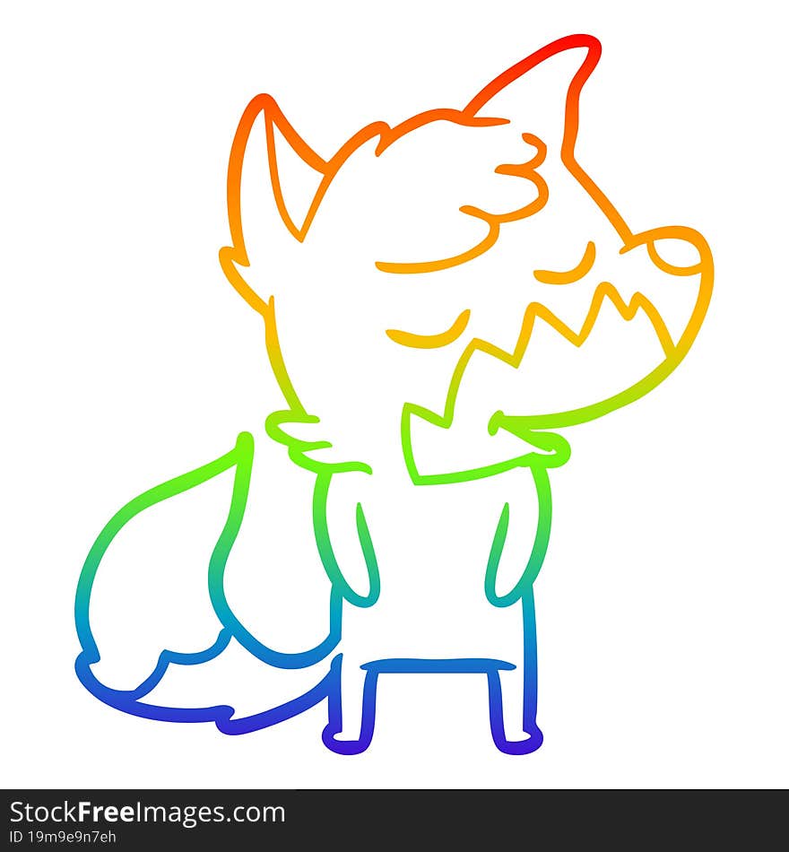 rainbow gradient line drawing friendly cartoon fox