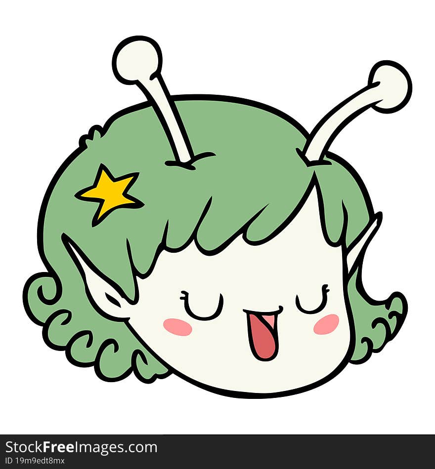 cartoon alien space girl face. cartoon alien space girl face