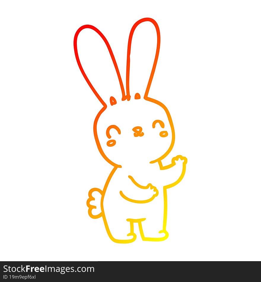 Warm Gradient Line Drawing Cute Cartoon Rabbit