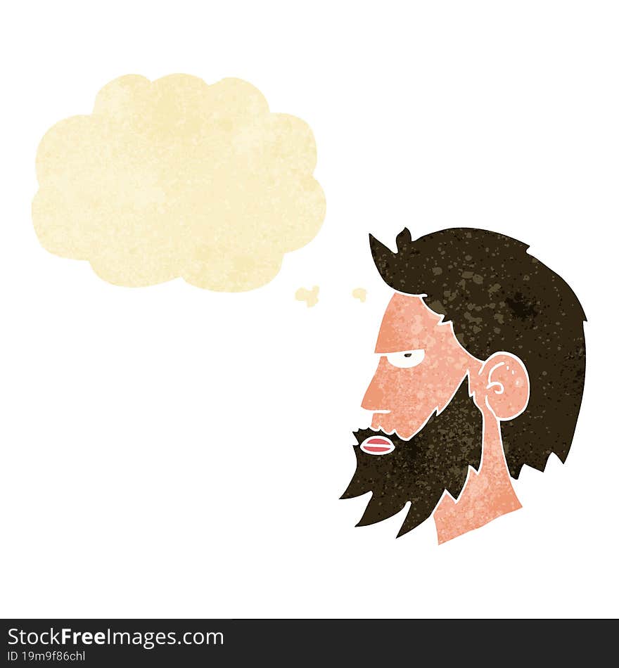 cartoon man with beard with thought bubble