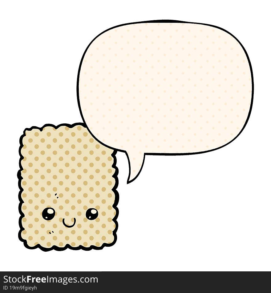 cartoon biscuit and speech bubble in comic book style