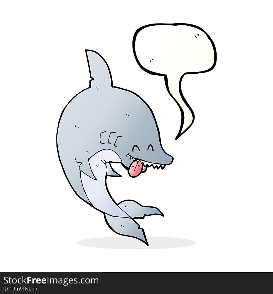 funny cartoon shark with speech bubble