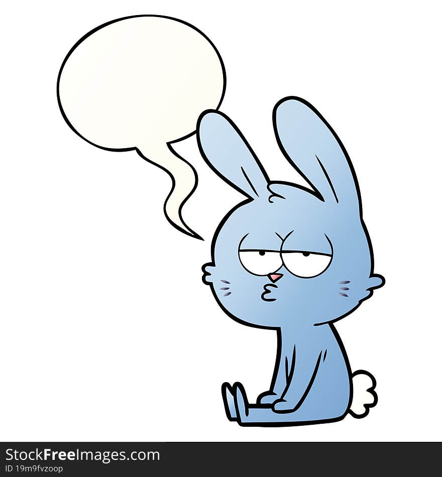 cute cartoon rabbit and speech bubble in smooth gradient style