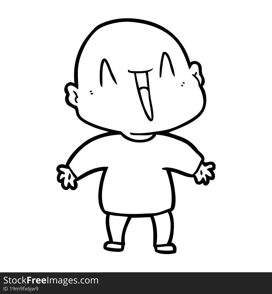 happy cartoon bald man. happy cartoon bald man