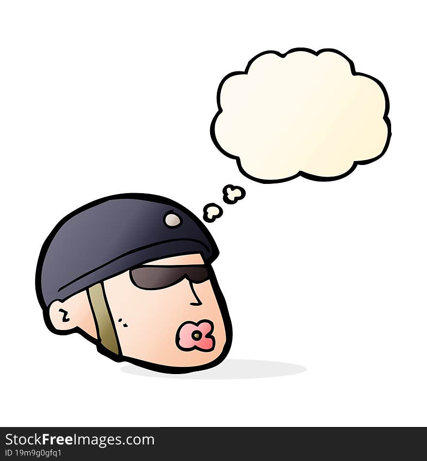 Cartoon Policeman Head With Thought Bubble