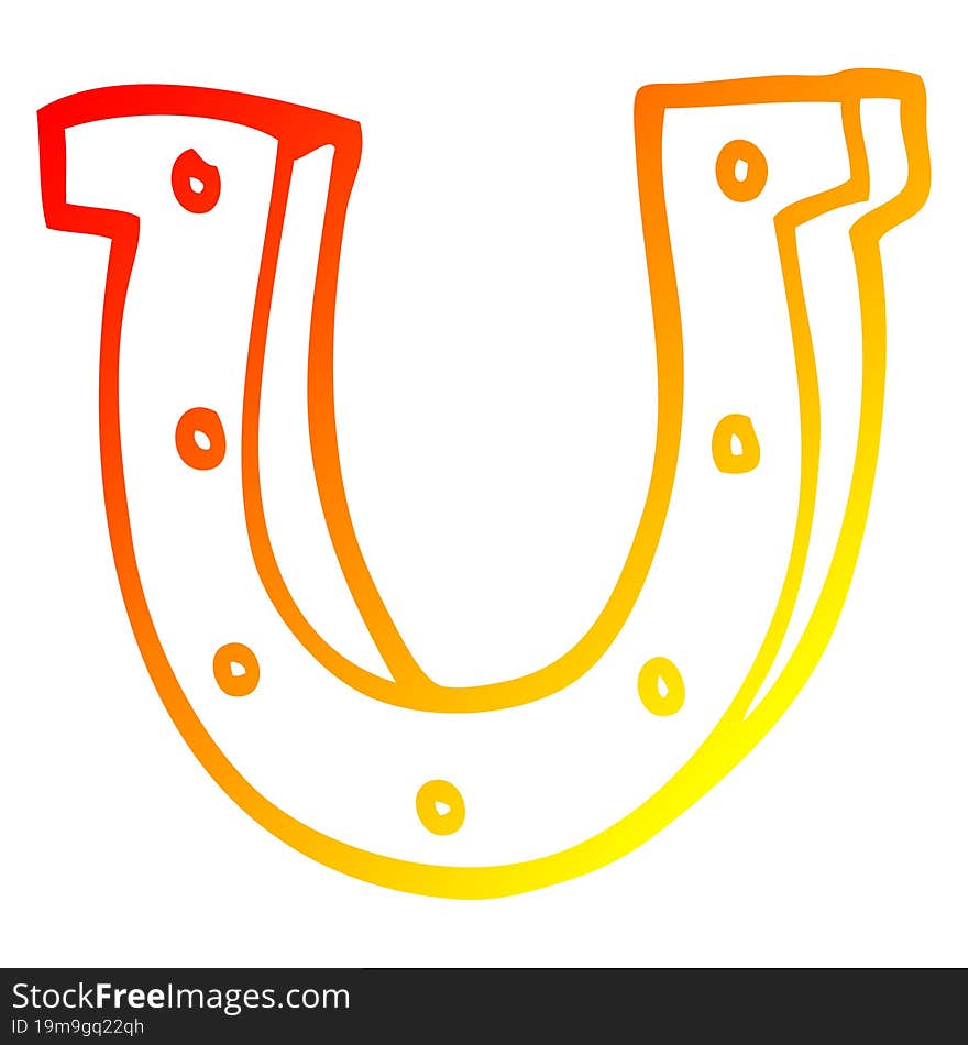 warm gradient line drawing cartoon horse shoe