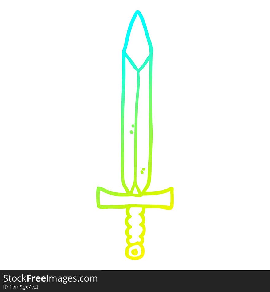 cold gradient line drawing cartoon sword