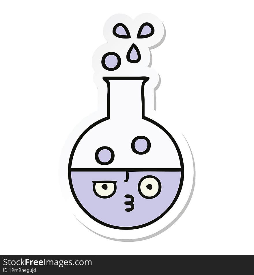 Sticker Of A Cute Cartoon Test Tube