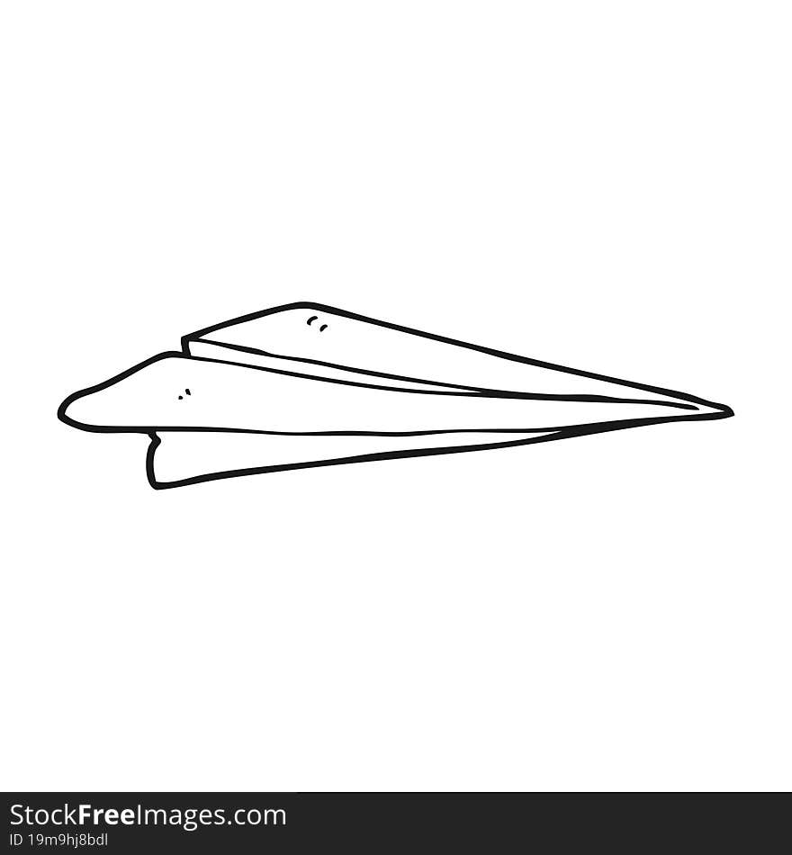 Black And White Cartoon Paper Airplane