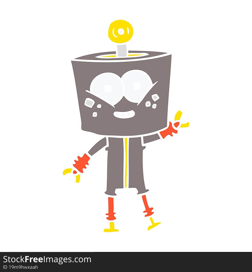 happy flat color style cartoon robot