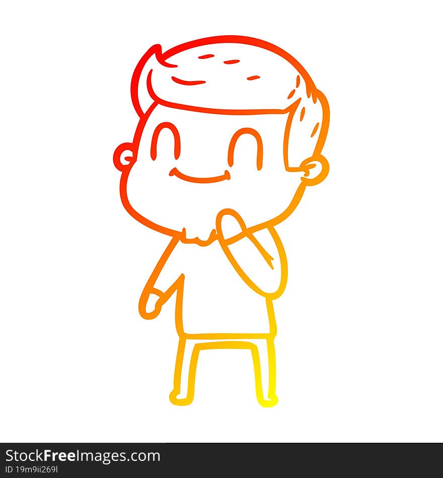 Warm Gradient Line Drawing Cartoon Friendly Man