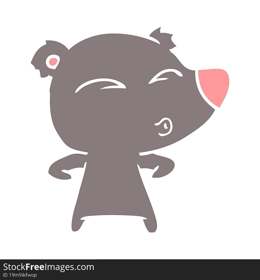 flat color style cartoon whistling bear