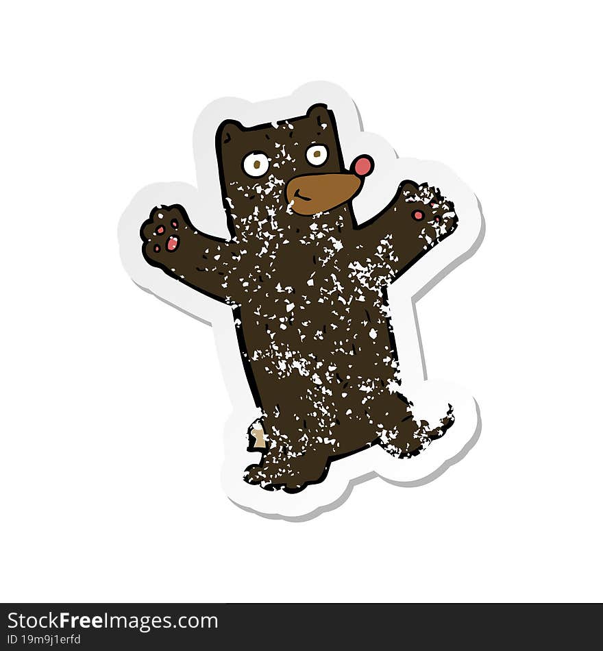 Retro Distressed Sticker Of A Cartoon Black Bear