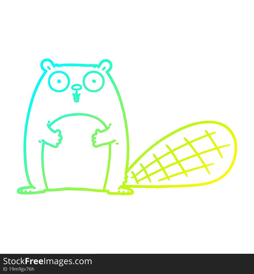 cold gradient line drawing cartoon beaver