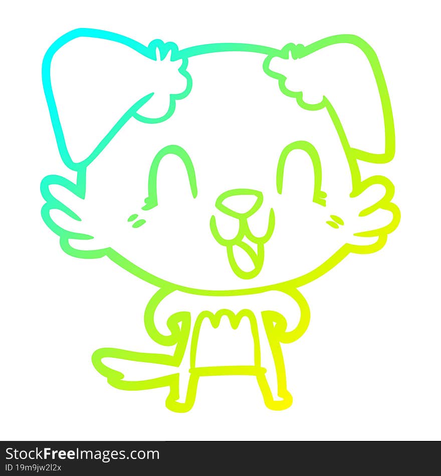 cold gradient line drawing laughing cartoon dog