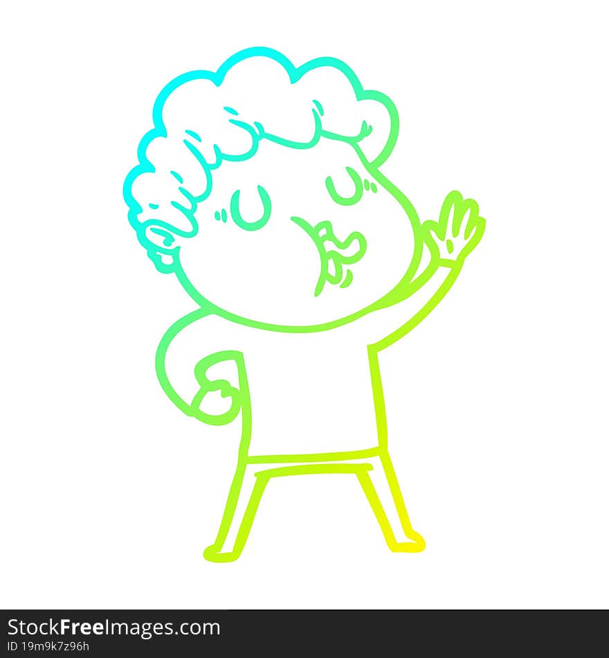 cold gradient line drawing cartoon man singing