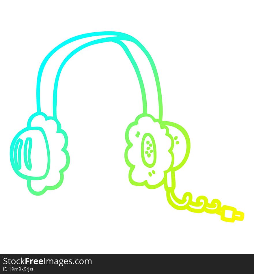 cold gradient line drawing cartoon music headphones