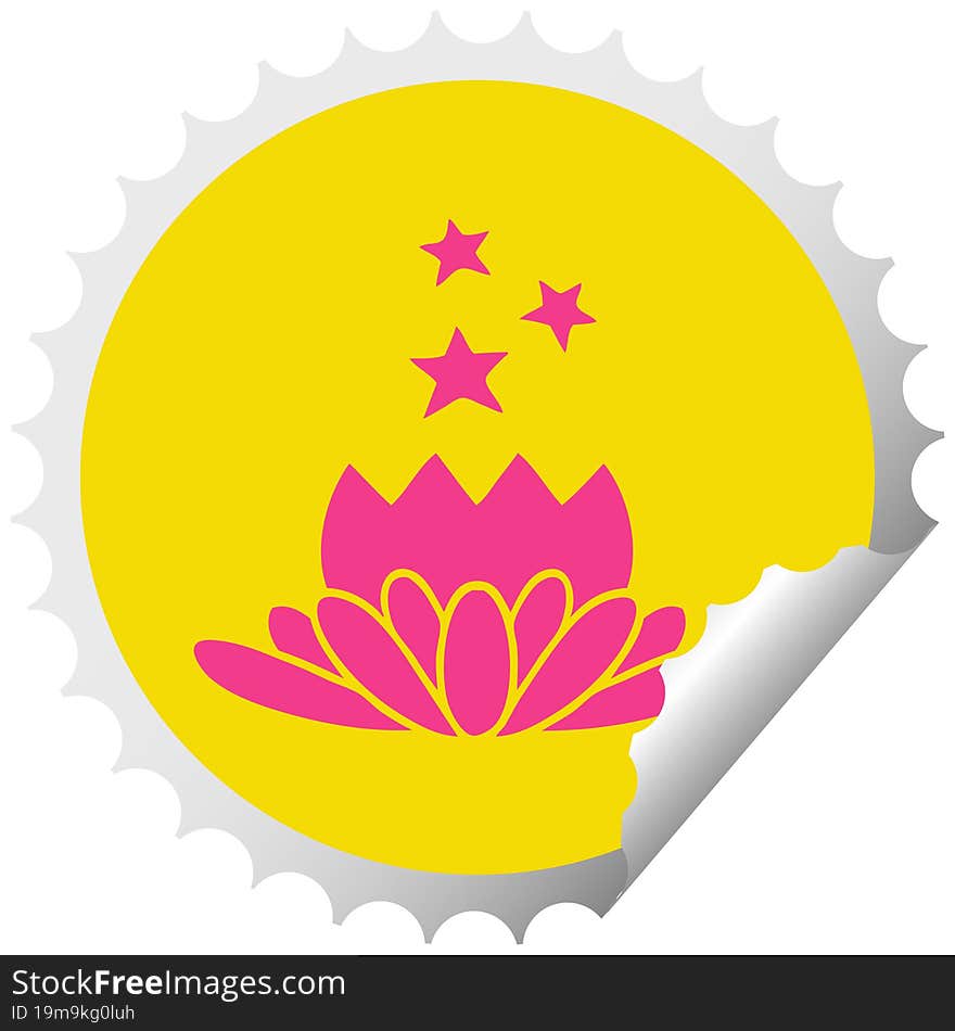 circular peeling sticker cartoon of a flower