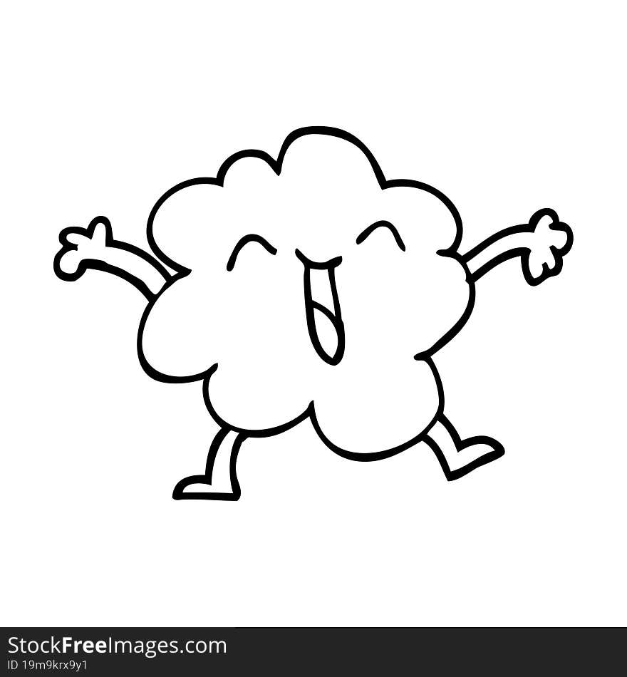 Line Drawing Cartoon Expressive Weather Cloud