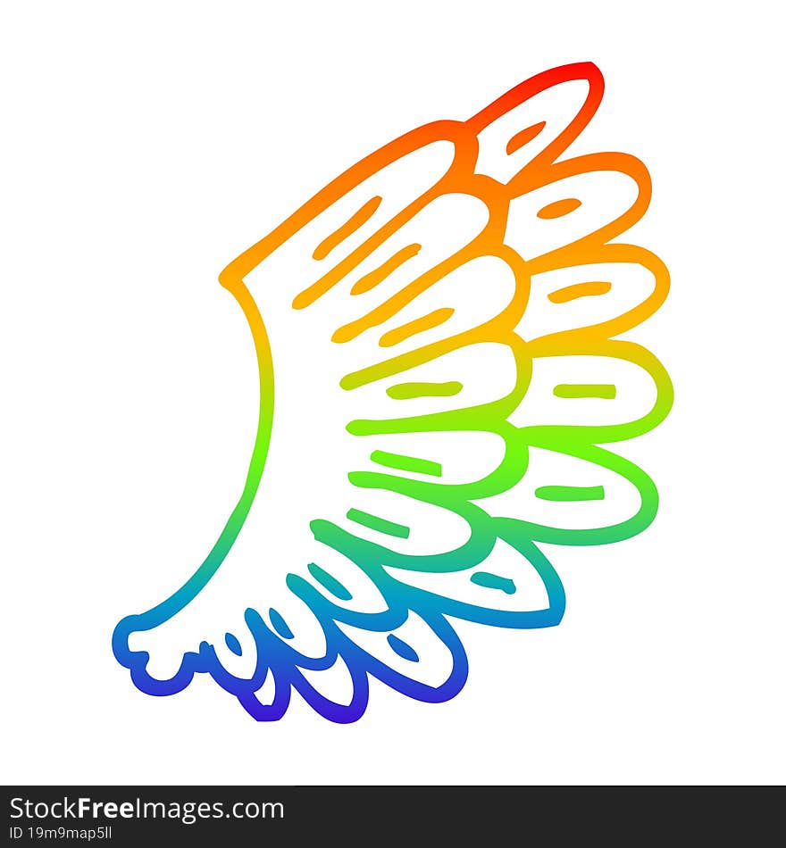 rainbow gradient line drawing cartoon angel wings