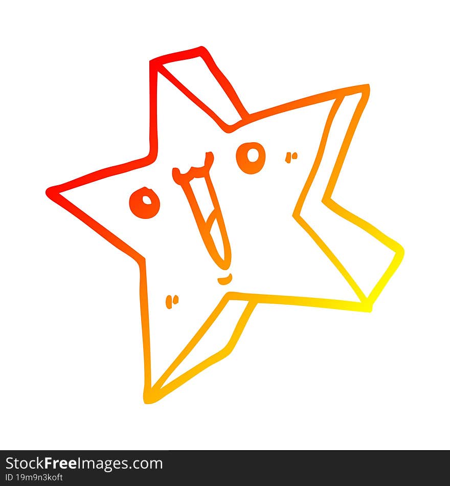 warm gradient line drawing cartoon happy star