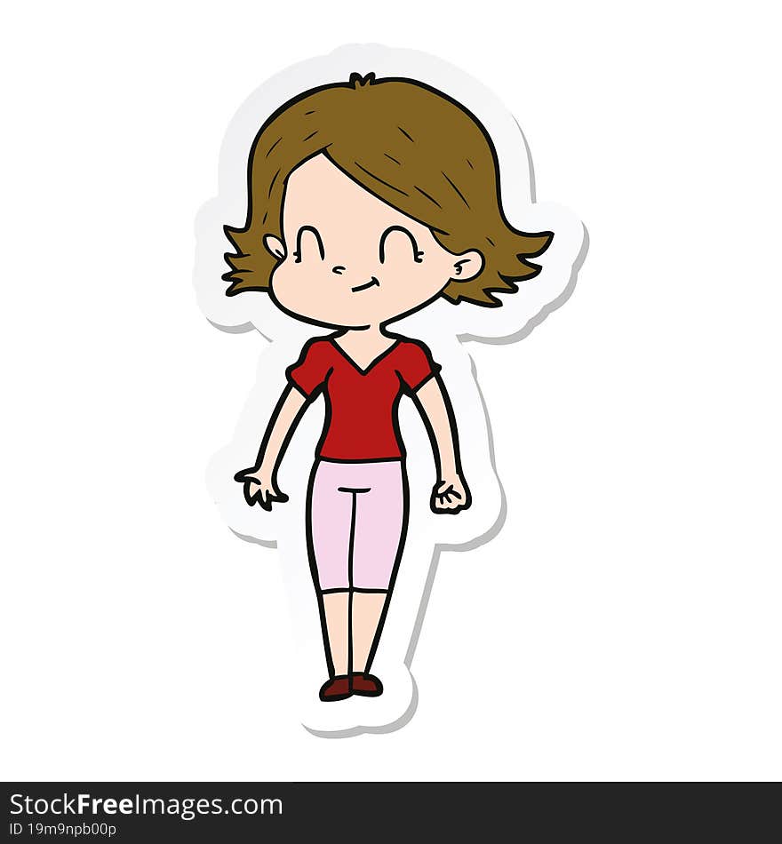 sticker of a cartoon friendly girl