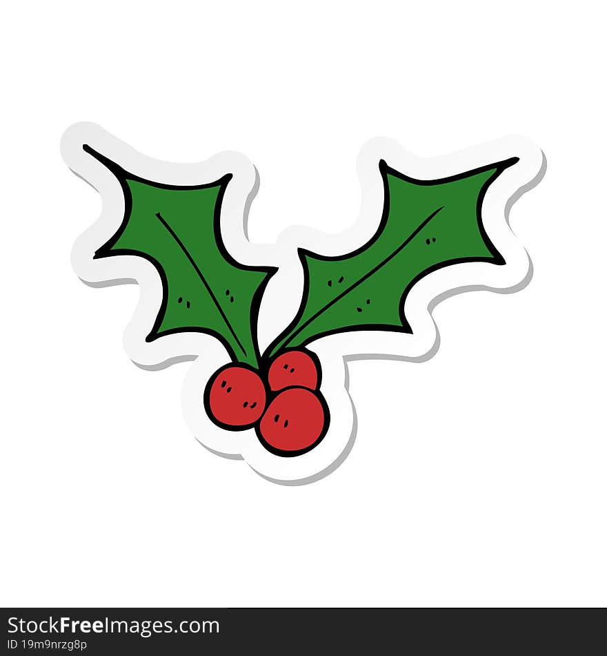 Sticker Of A Cartoon Christmas Holly