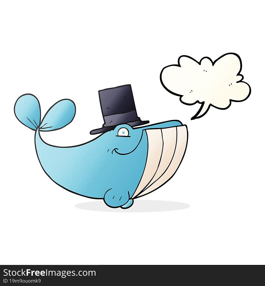 Speech Bubble Cartoon Whale Wearing Top Hat