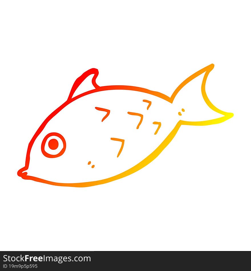 warm gradient line drawing cartoon fish