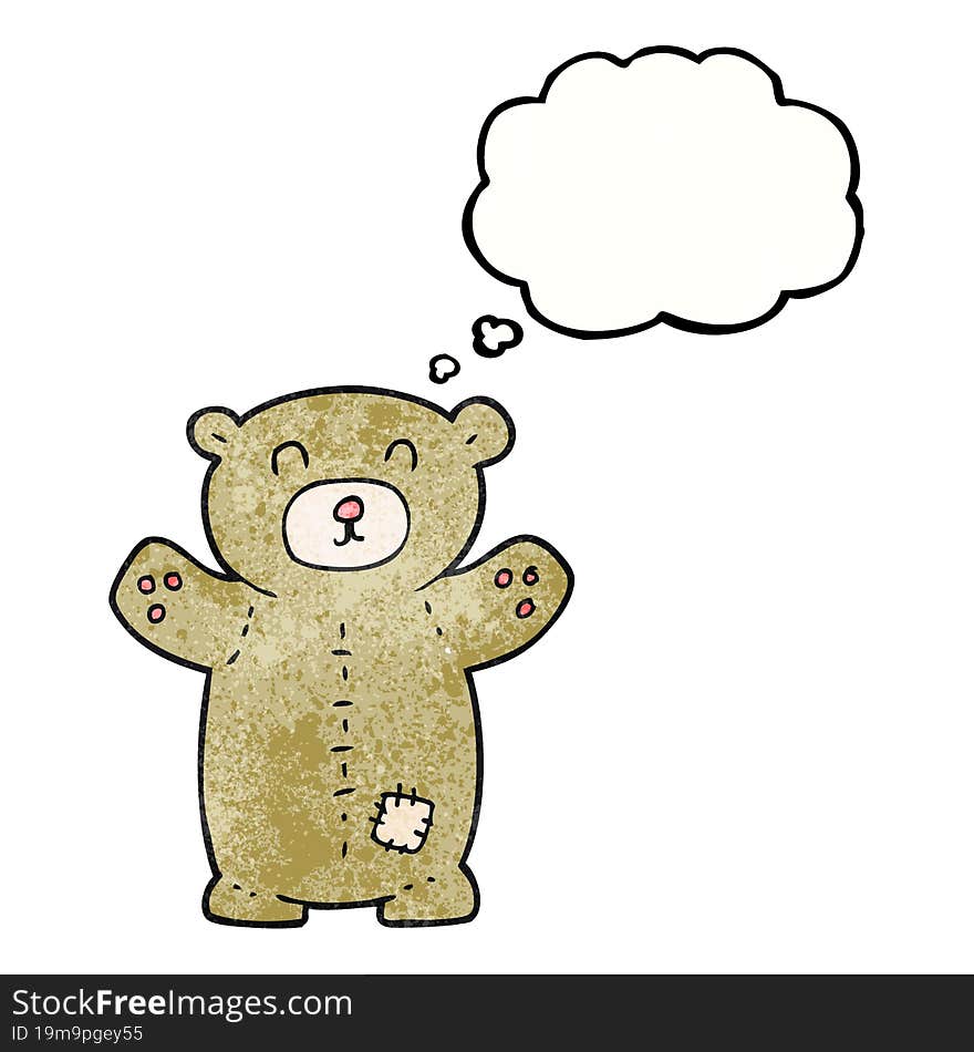 thought bubble textured cartoon teddy bear